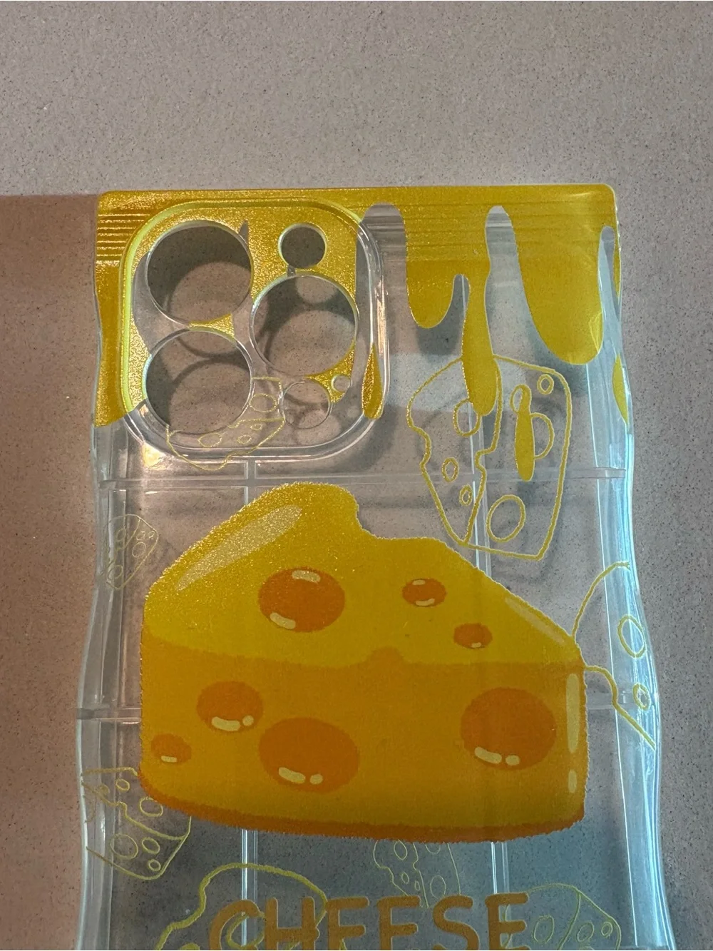 Clear iPhone 13 Pro Max Case with Yellow Cheese Graphic